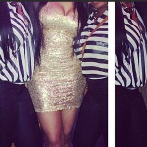 A gold sequence Dress from Hot Miami styles